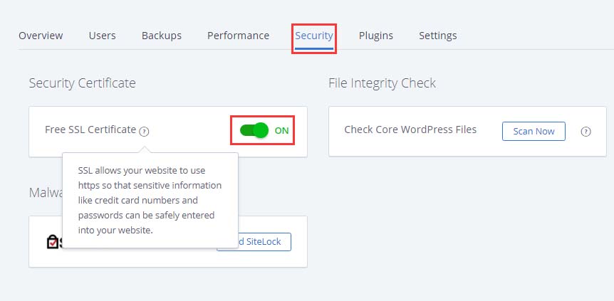 Bluehost Free SSL